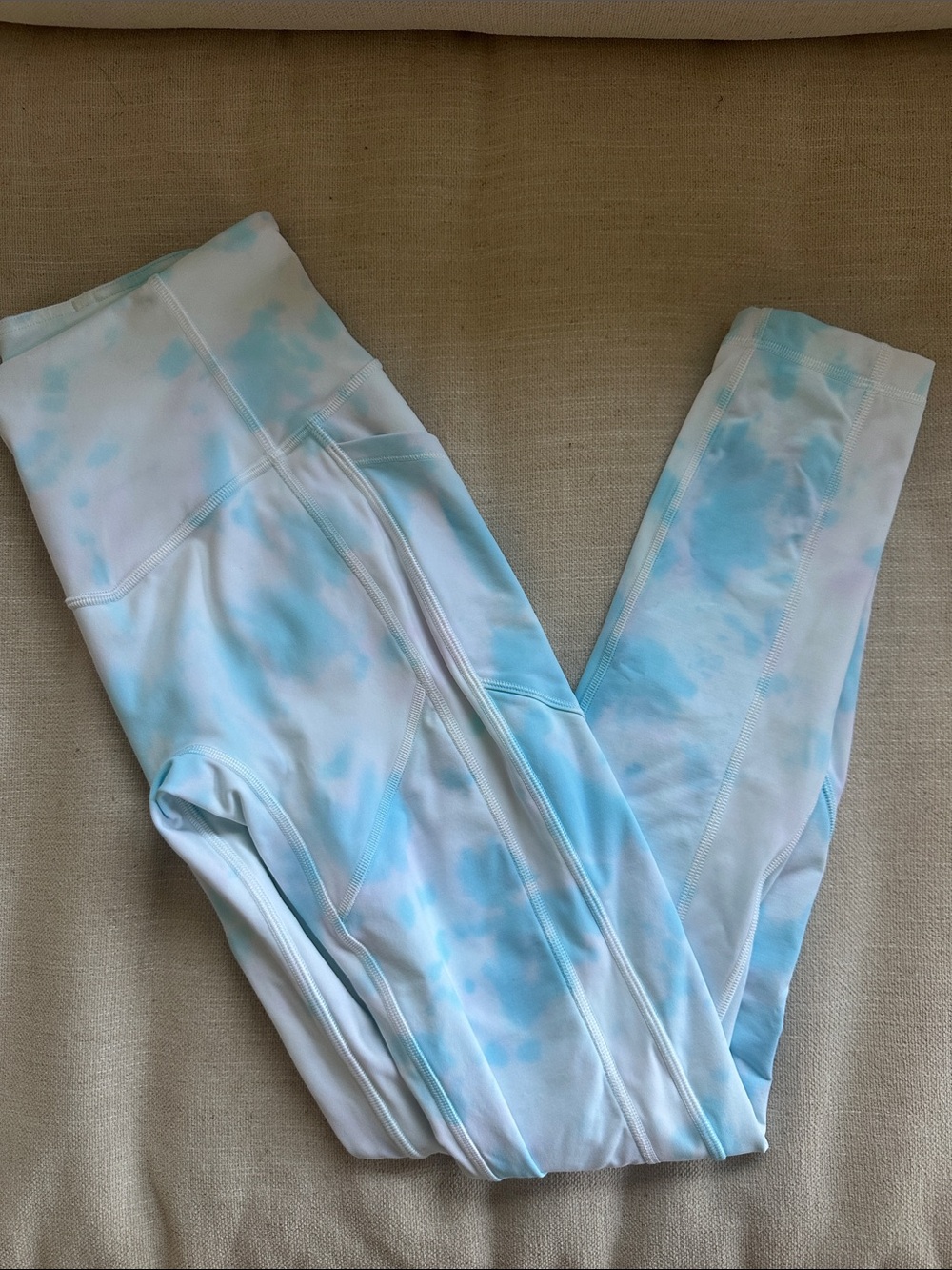 lululemon athletica Light Blue and White Tie-Dye Leggings